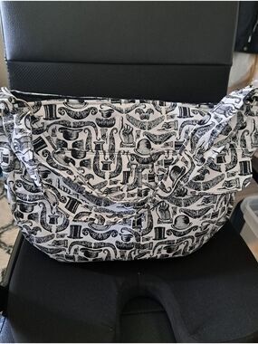 VTG Mustaches Fabric By Springs handmade tote bag purse overnight black white LG
